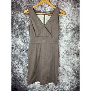 H&M Dress Women's 6 Taupe Gray Linen-look Sleeveless Sheath Dress Cocktail Work